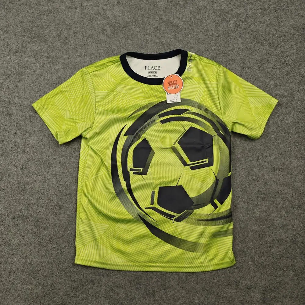 The Children's Place T-Shirt Boys 5-6 Years Green Soccer Jersey Wicking
